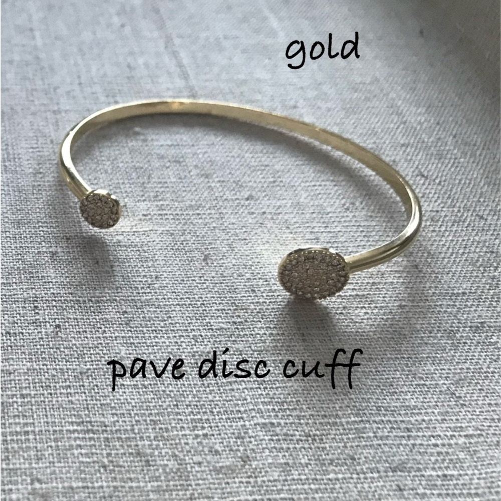 Stella & Dot Gold Pave Disc Cuff Bracelet